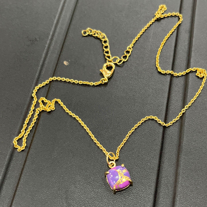 18K gold plated Mohave amethyst pendant necklace handcrafted UK adjustable chain