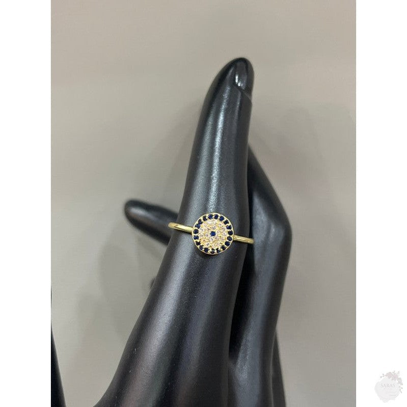 Adjustable Gold Plated Evil Eye Ring: Elegant Protection in a Timeless Design