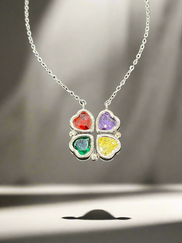 Flower Heart Necklace – Multicolour Blooming Pendant in Sterling Silver