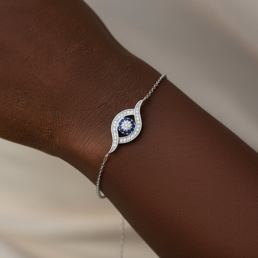 Sterling Silver Evil Eye Bracelet from Saras Beads - view 2
