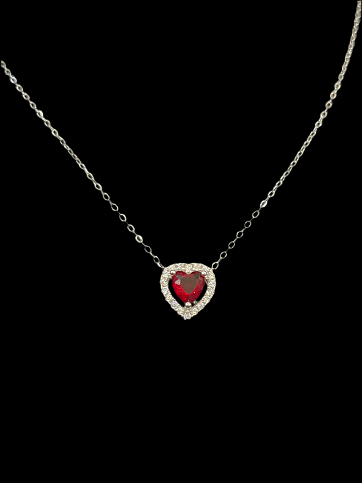 Sterling Silver Red Love Heart Necklace – A Symbol of Passionate Affection