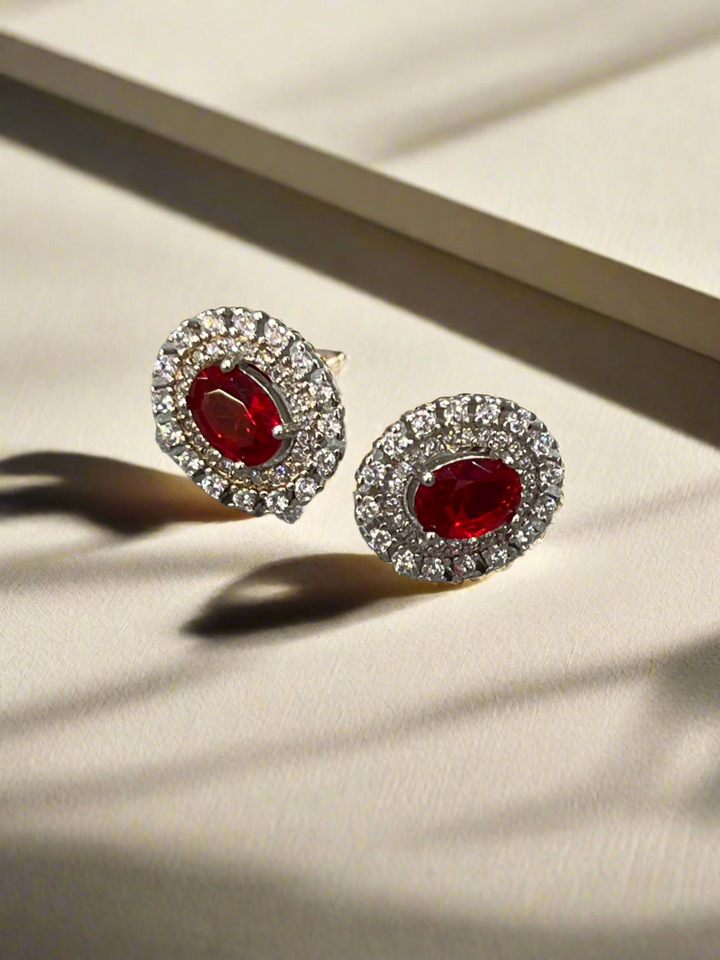 Ruby Shimmer Stud Earrings