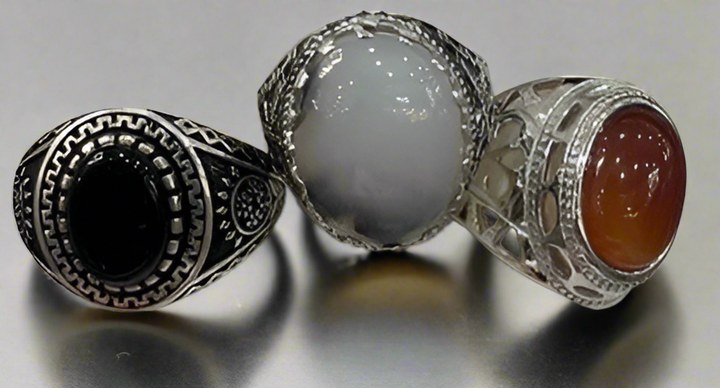 Agate & Onyx Exquisite Sterling Silver Men Rings