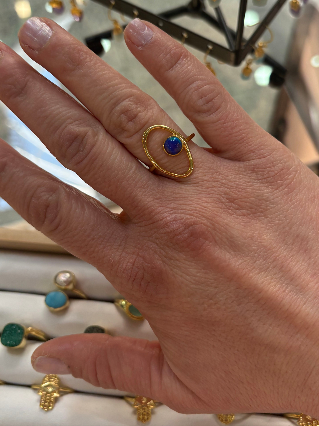 Eternal Elegance: Handcrafted 18 Karat Gold-Plated Sapphire Circle Ring