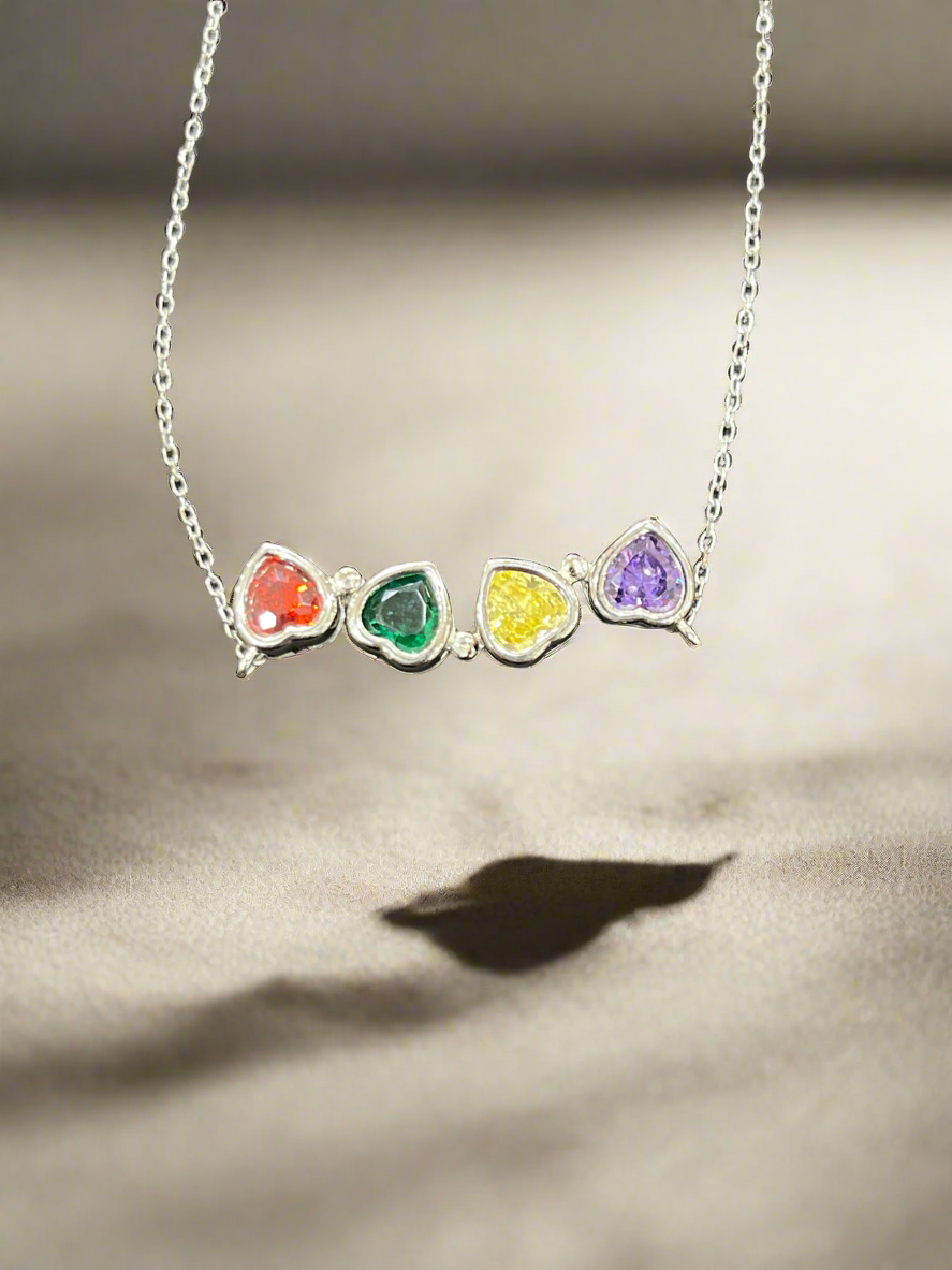 Flower Heart Necklace – Multicolour Blooming Pendant in Sterling Silver