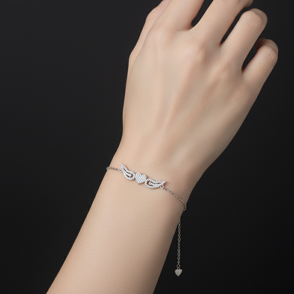 Angel Wings CZ Sterling Silver Bracelet from Saras Beads - view 2