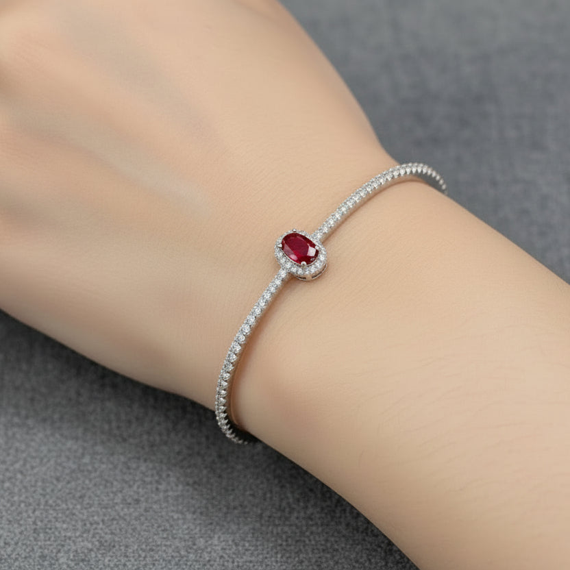 Sterling Silver CZ Halo Bangle - bangle, sterling-silver - view 2