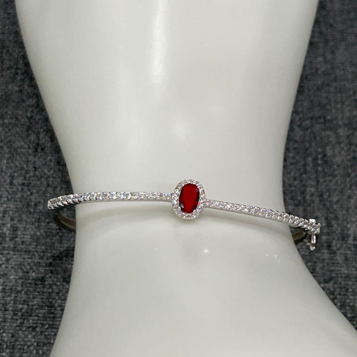 Sterling Silver Zirconia Bangles | Ruby, Emerald, Sapphire & White - Saras Beads & Jewellery