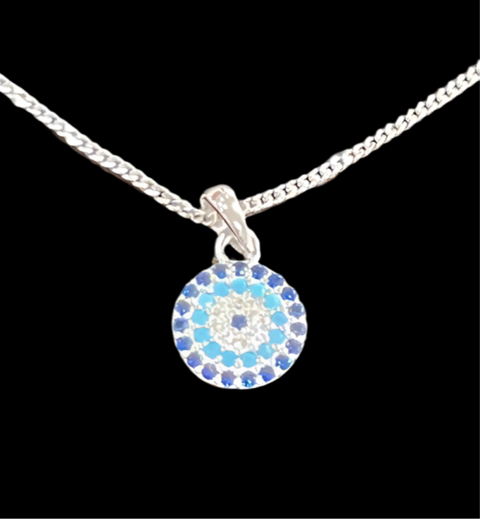 Guardian Gaze: Small Sterling Silver Evil Eye Necklace