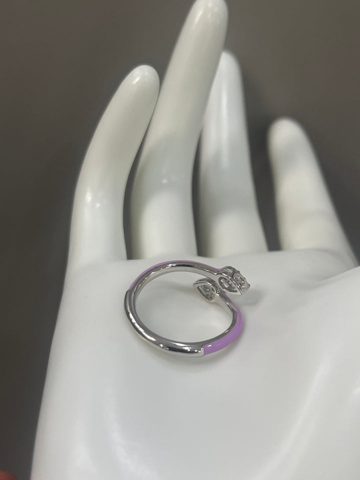 Purple Snake Adjustable Sterling Silver Ring with Zirconia – Striking and Elegant Design