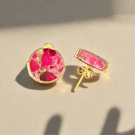 18K gold plated amethyst studs handcrafted in the UK