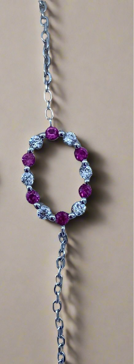 Fushia & Emerald Zircon Sterling Silver Bracelet