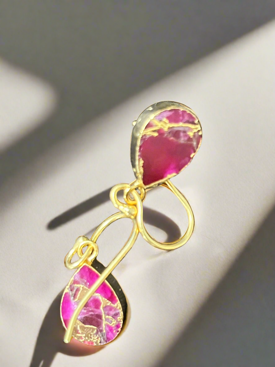 Gold-Plated Ruby Earrings – Classic Beauty with a Touch of Glamour