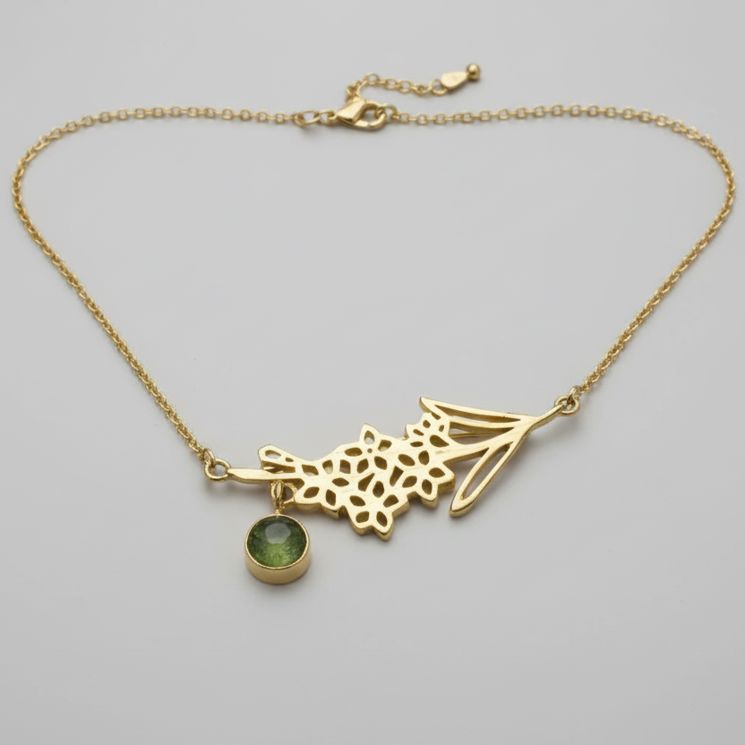 Gold Plated Peridot Birthstone Necklace