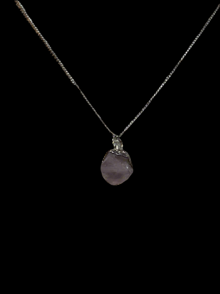 Sterling Silver Necklace with Rose Quartz Stone Pendant