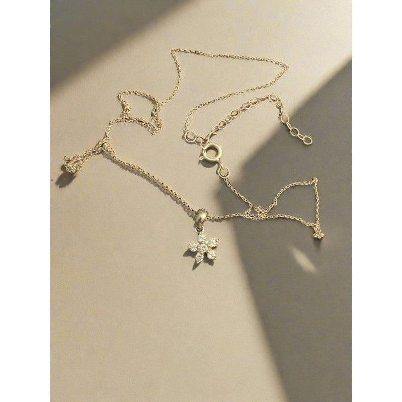 Tiny Zirconia Flower Sterling Silver Necklace: Timeless Elegance