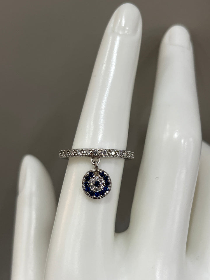 Elegant Sterling Silver Ring with Evil Eye Sapphire