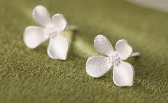 Bloom with Elegance: Flowers Sterling Silver Stud Earrings