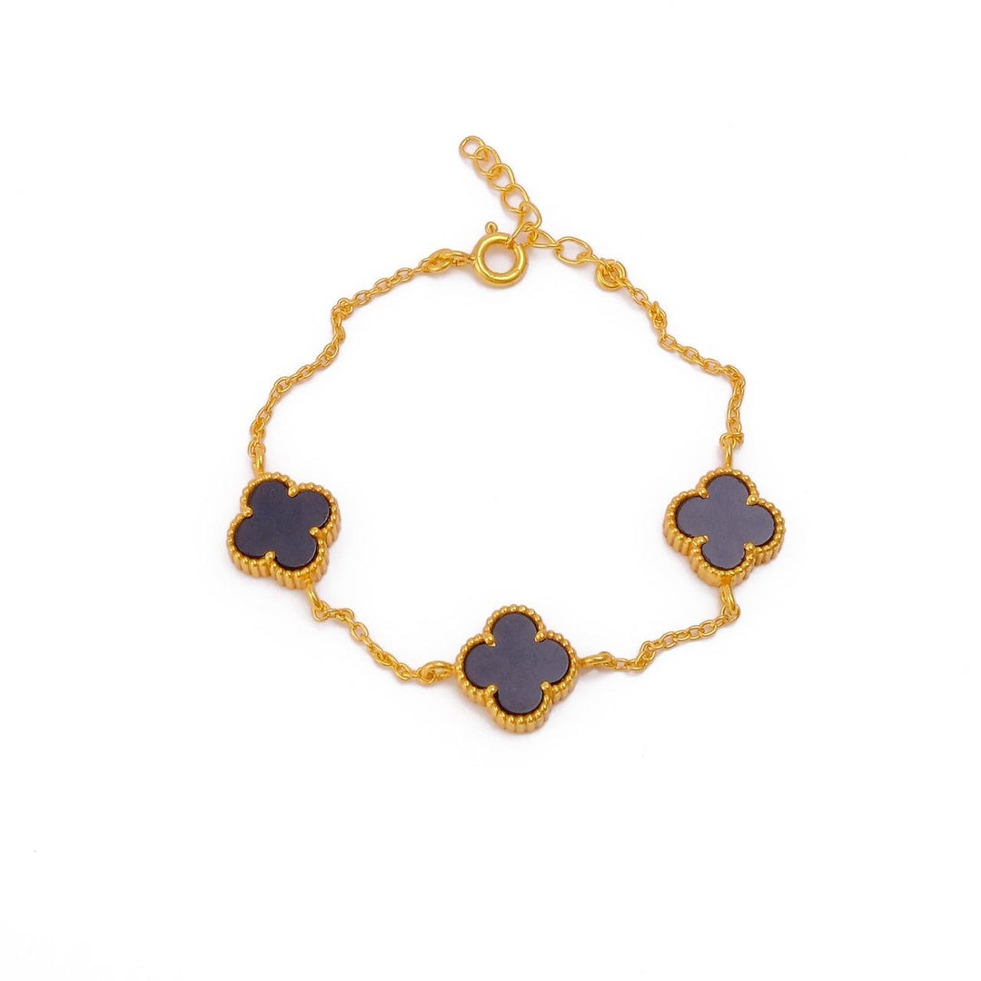 Sophisticated Gold-Plated Three-Clover Bracelet in Stunning Shades