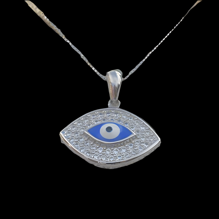 Zircon Eye and Evil Eye Pupil Silver Pendant