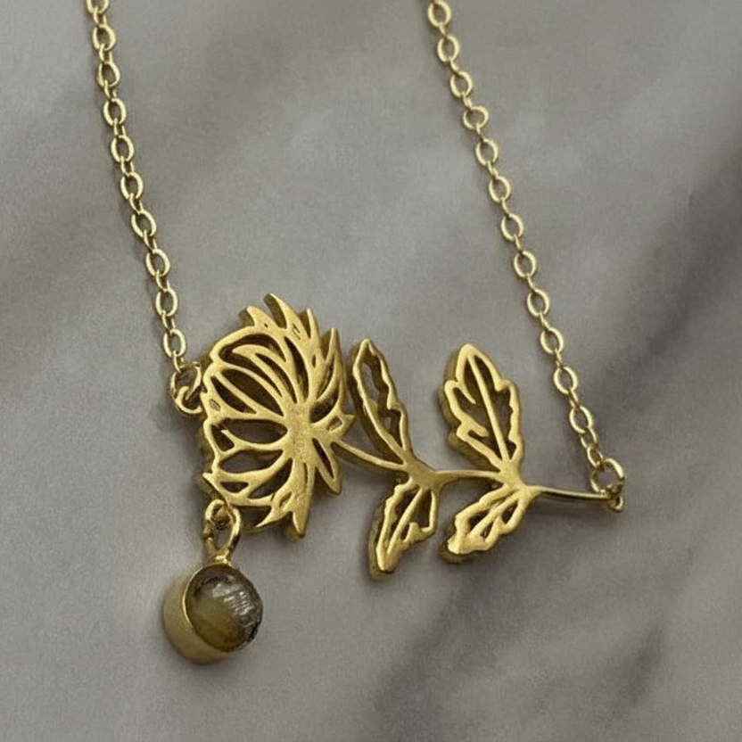 Gold Plated Citrine Yellow Topaz Necklace