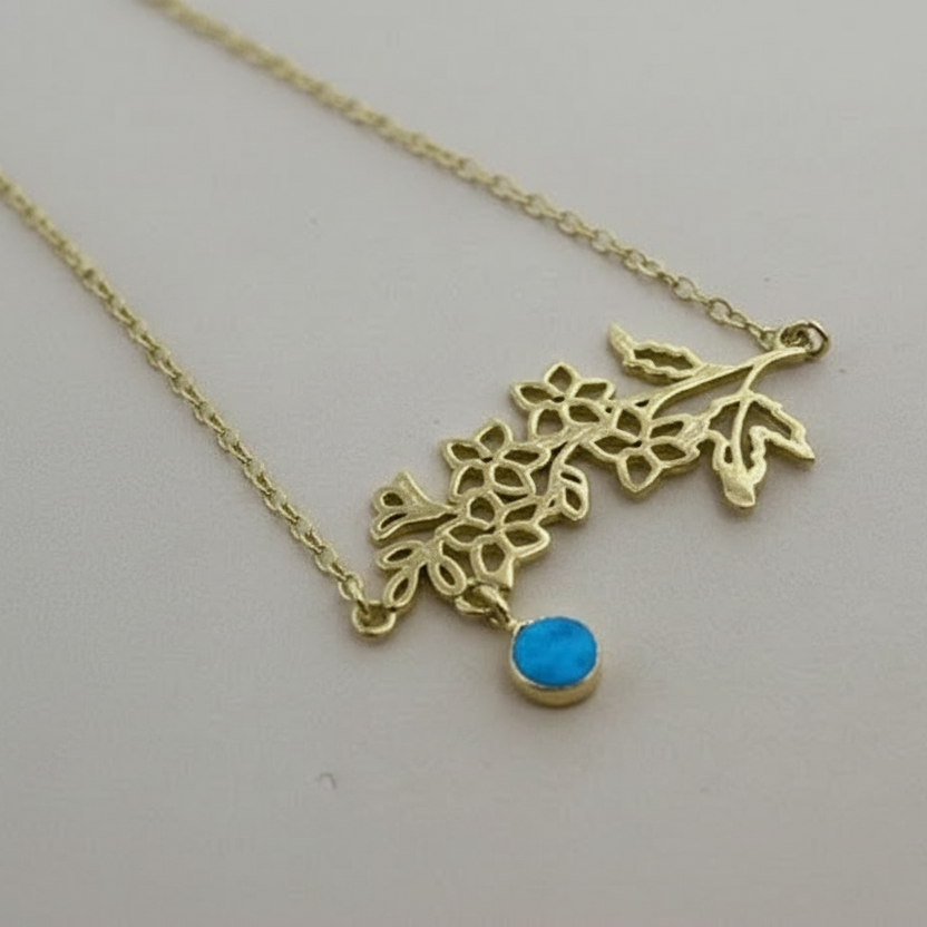 Gold Plated Turquoise Blue Topaz Necklace