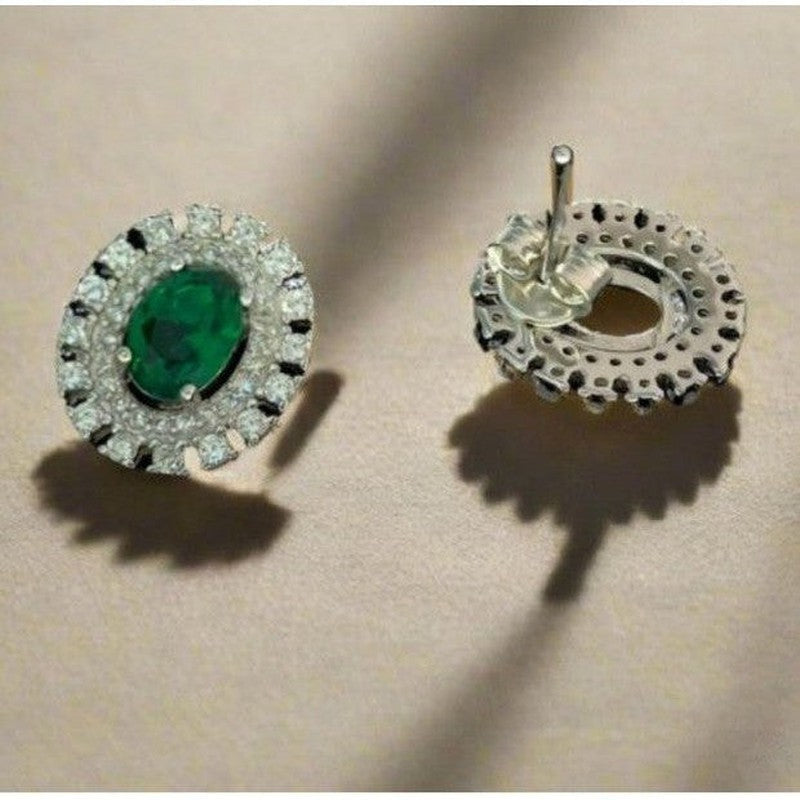 Radiant Emerald Soliraire Stud Earrings