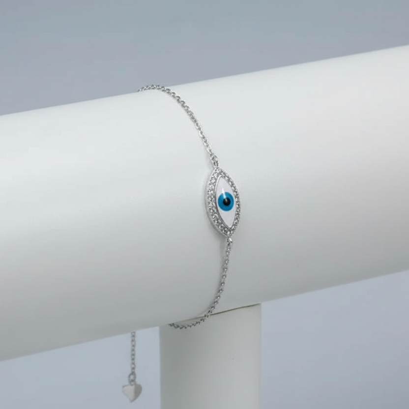 Sterling Silver White Eye Bracelet from Saras Beads - view 2