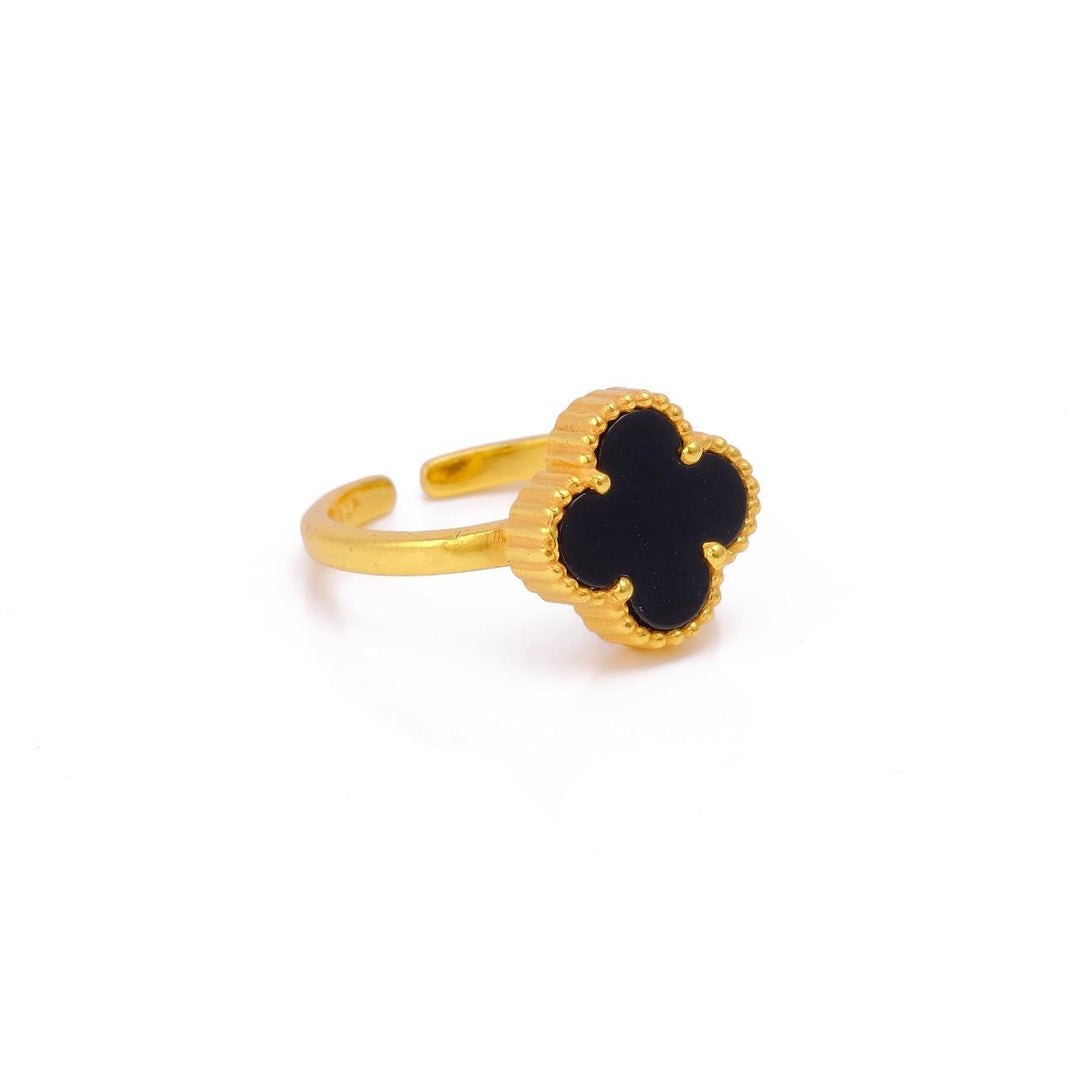 Adjustable Gold-Plated Clover Rings with Timeless Colours