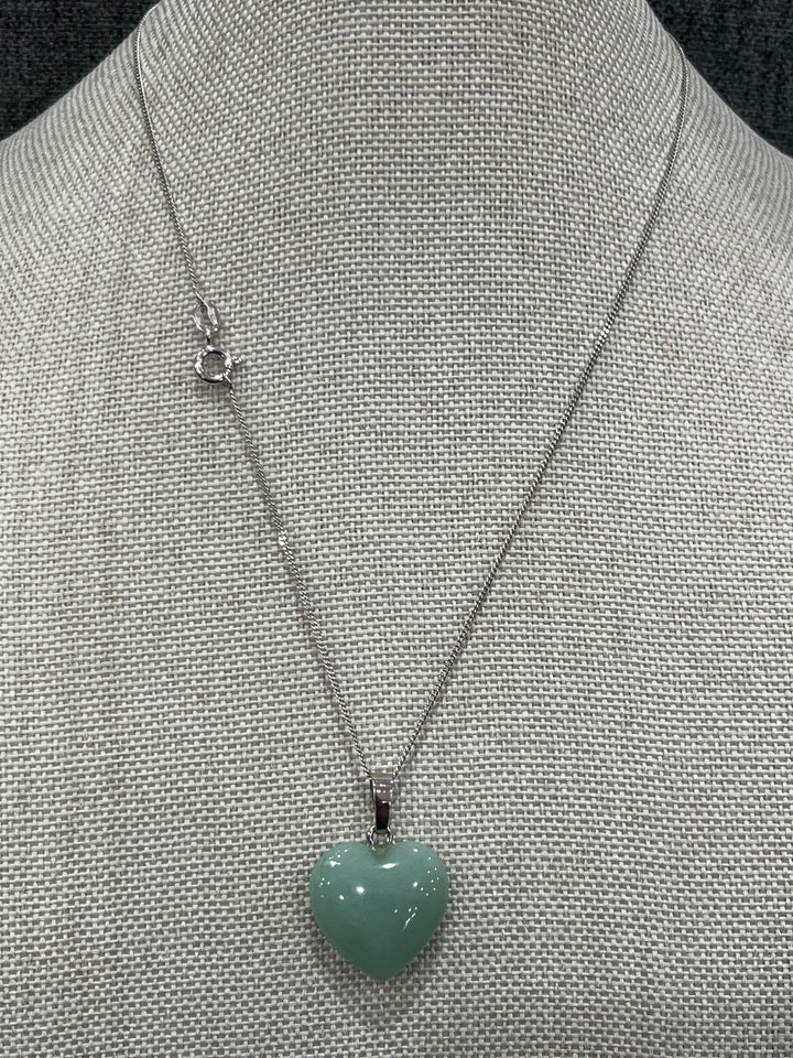 Sterling Silver Necklace with Big Green Heart Pendant: A Bold Statement Piece