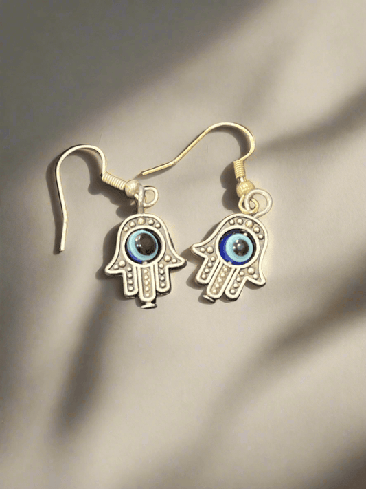 Hamsa Hand with Evil Eye Charm Earrings - Saras Beads & Jewellery