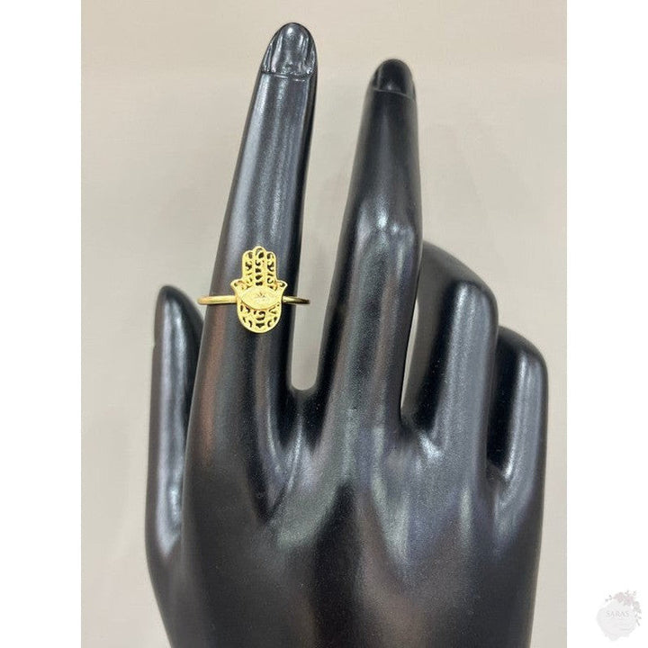 Adjustable Hamsa Hand Gold-Plated Ring