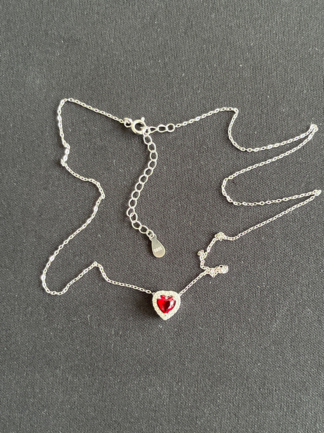 Sterling Silver Red Love Heart Necklace – A Symbol of Passionate Affection