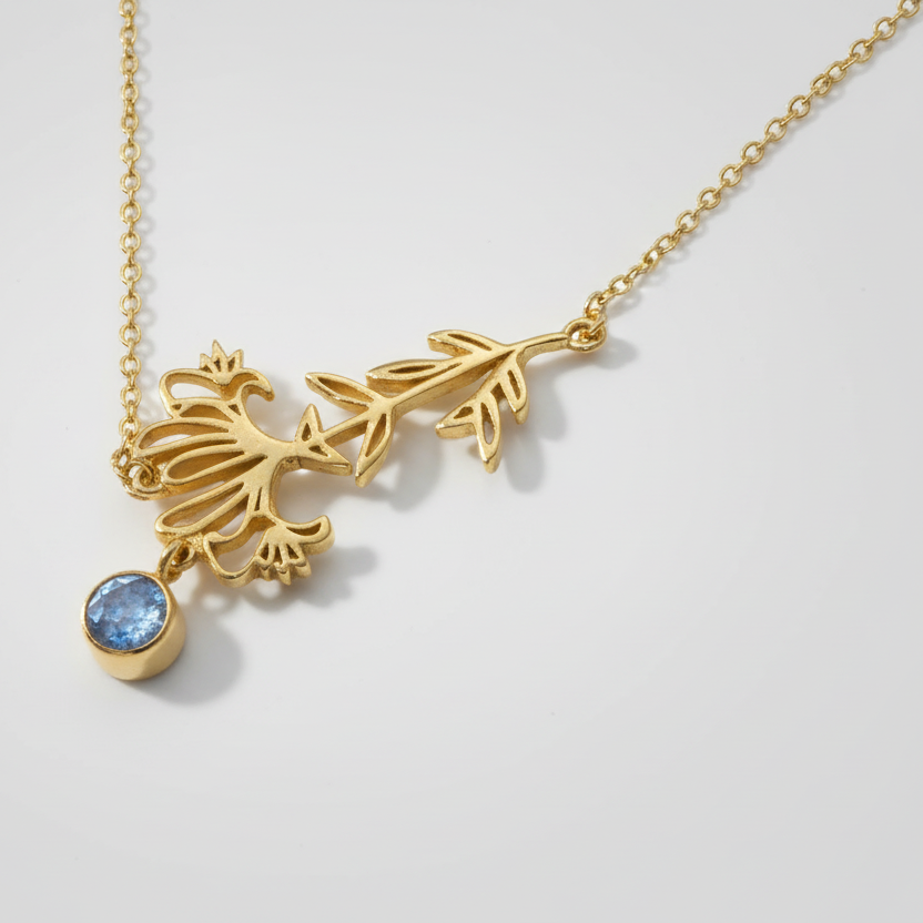 Gold Plated Necklace with September Sapphire
