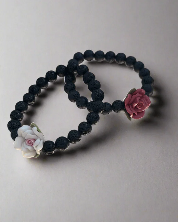 Handmade Flower Harmony Beaded Bracelet in Red & White - Saras Beads & Jewellery