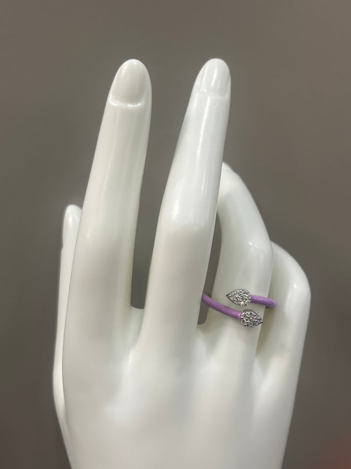 Purple Snake Adjustable Sterling Silver Ring with Zirconia – Striking and Elegant Design