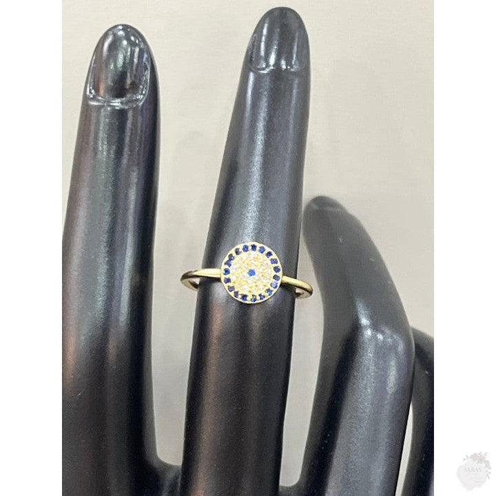 Adjustable Gold Plated Evil Eye Ring: Elegant Protection in a Timeless Design