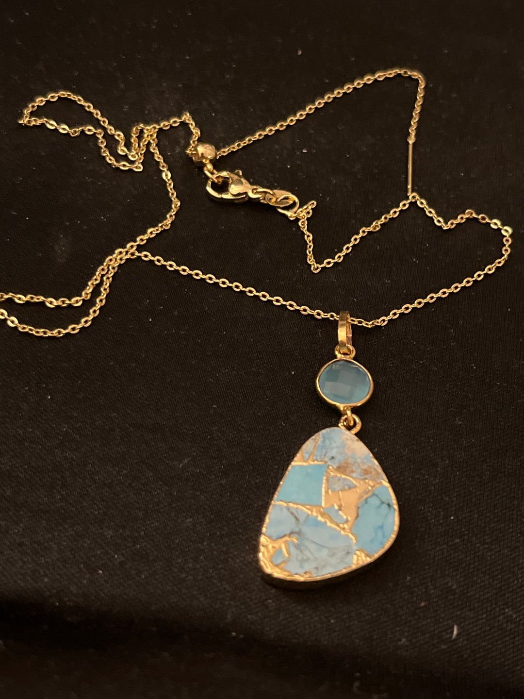 Blue Chalcedony & Mohave copper Turquoise necklace