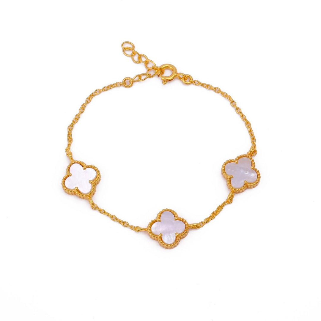 Sophisticated Gold-Plated Three-Clover Bracelet in Stunning Shades