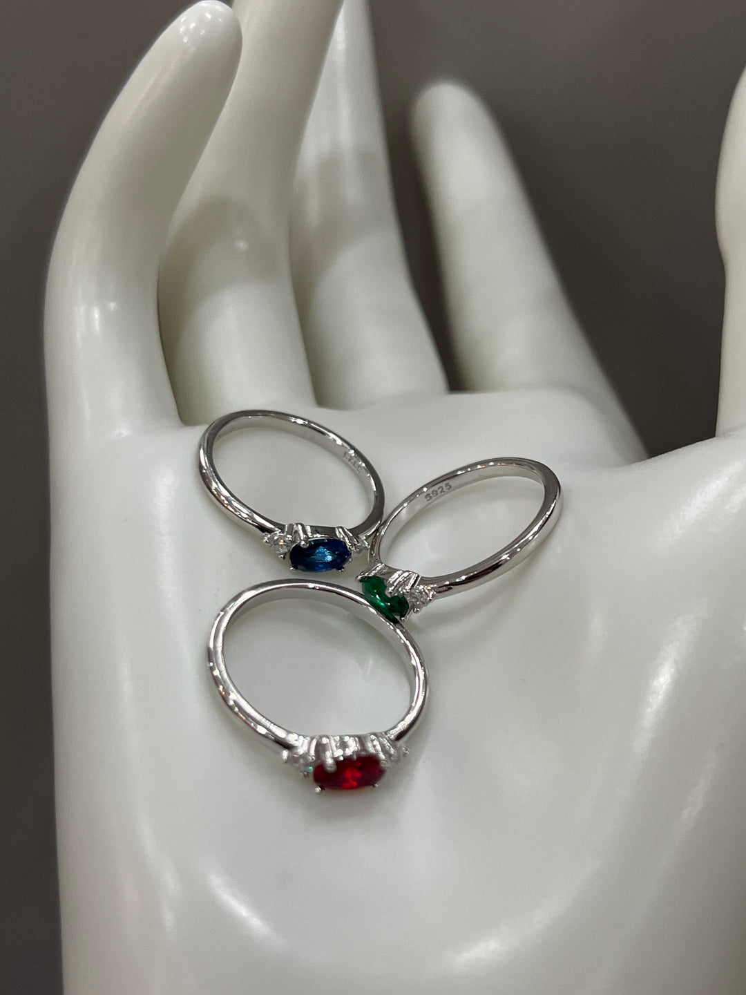 Silver Ring with Emerald, Ruby, and Sapphire Stones