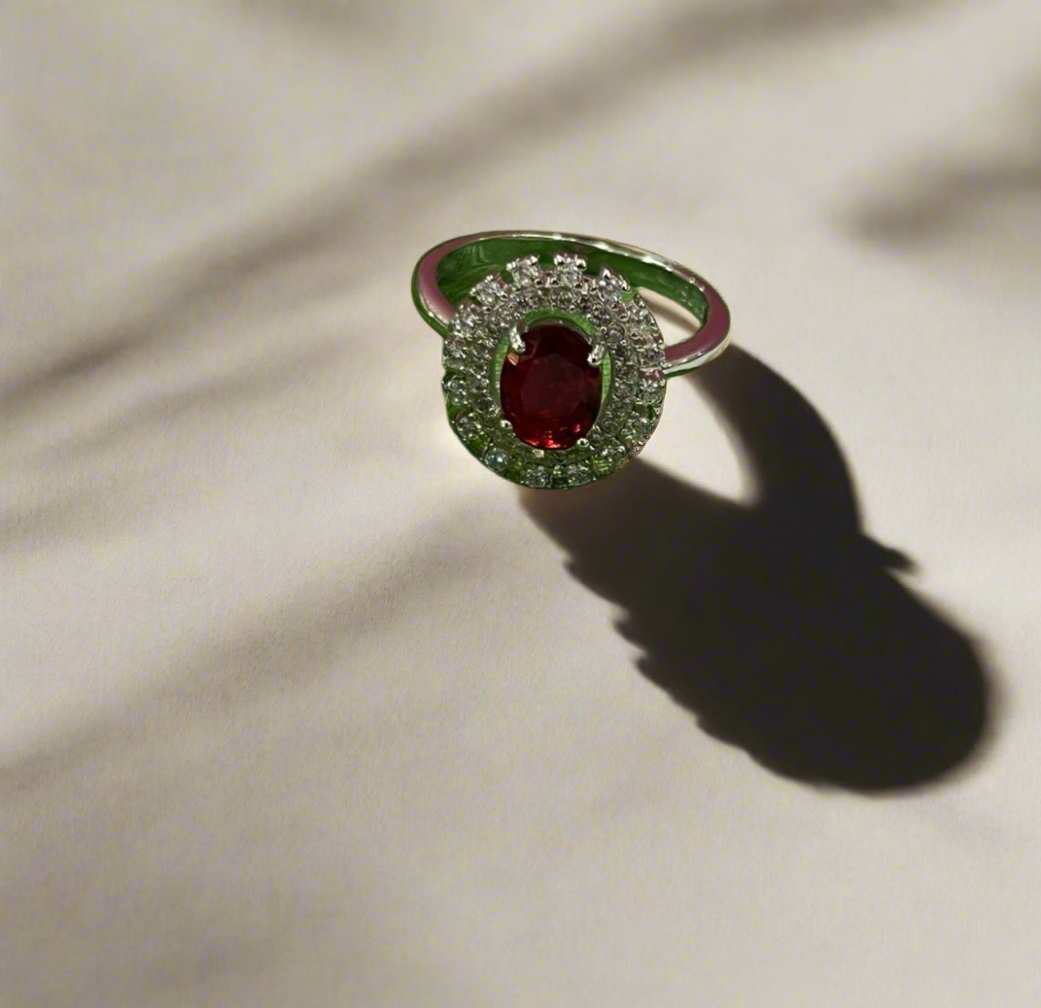 Radiant Ruby Ring in Sterling Silver: A Statement of Timeless Elegance