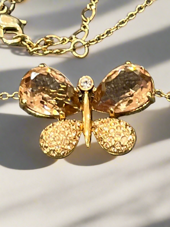 Golden Flutter: Gold-Plated Butterfly Necklace