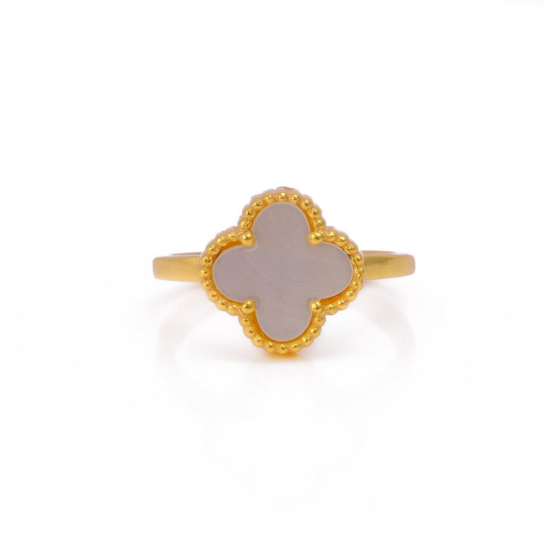 Adjustable Gold-Plated Clover Rings with Timeless Colours