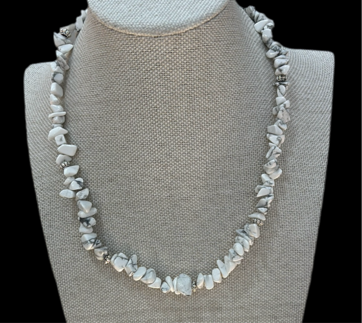 Handmade Howlite White Beaded Necklace