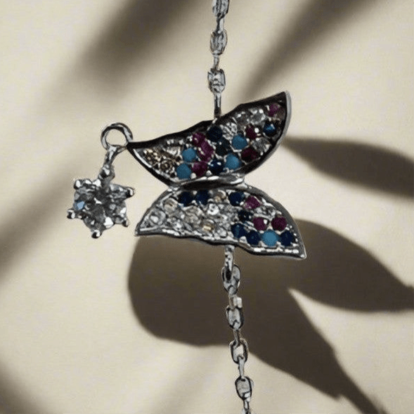 Colorful Sterling Silver Butterfly with Zirconia Diamonds - Saras Beads & Jewellery