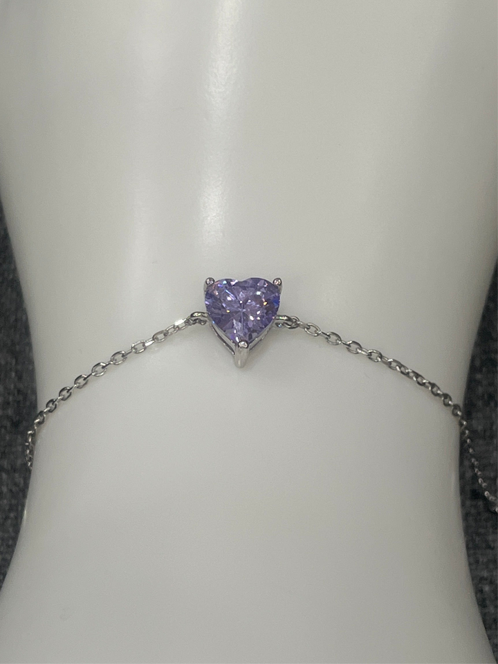 Heart Zircon Stone Sterling Silver Bracelet