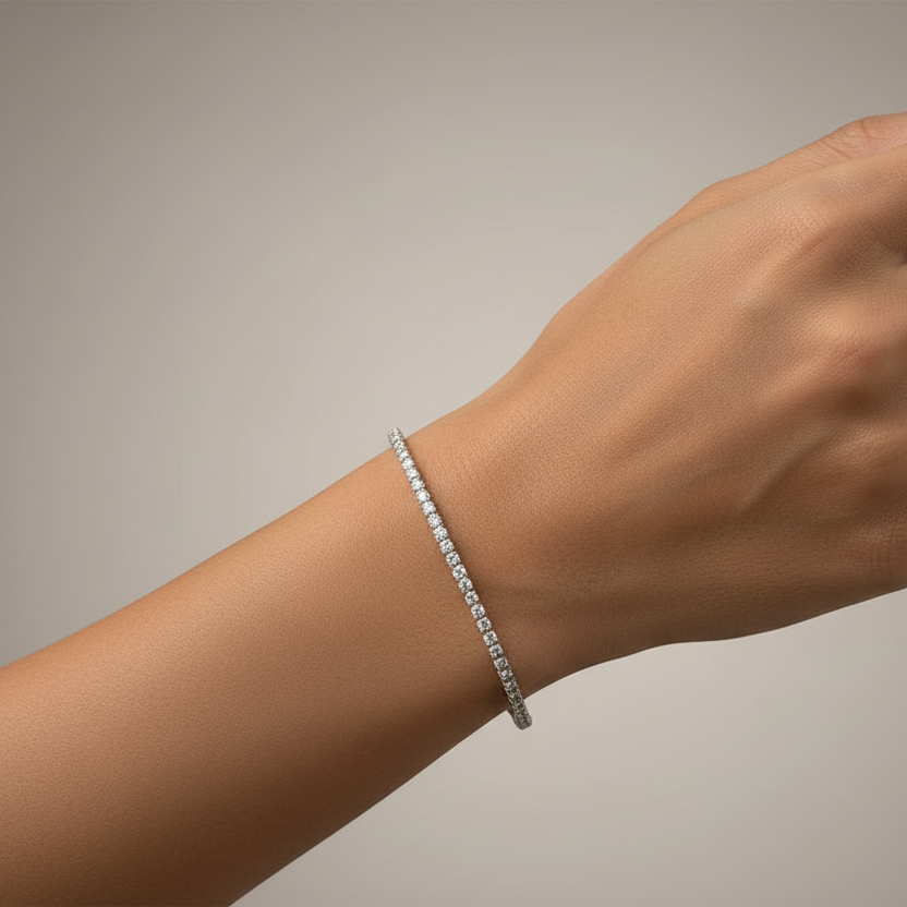 Tennis Anklet Bracelet - Pink Zirconia
