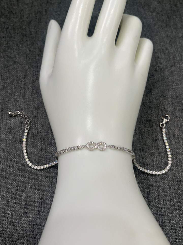 Adjustable Eternal Sparkle: Unique Shiny Sterling Silver Infinity Bracelet/Anklet