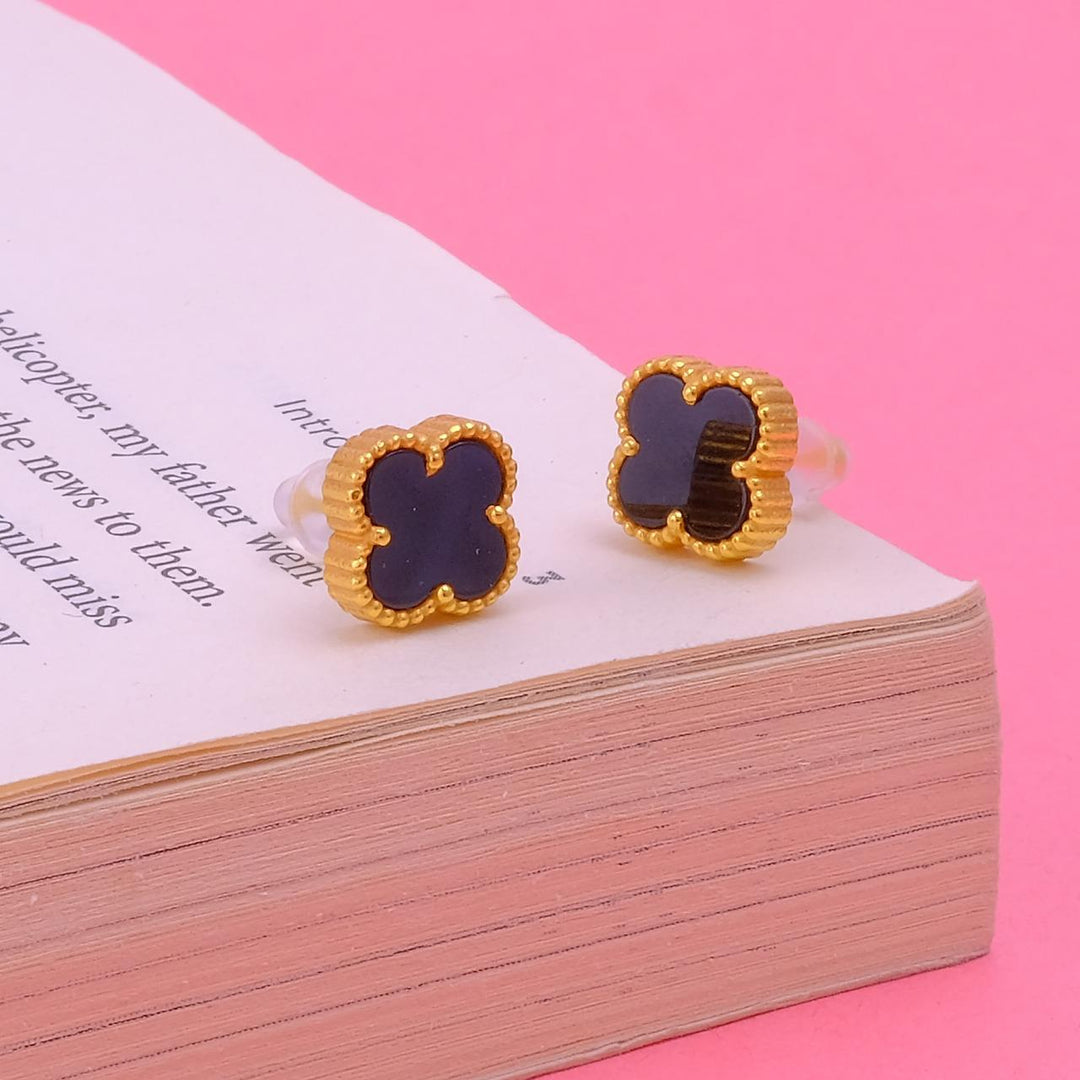 Elegant Gold-Plated Small Clover Stud Earrings in Stunning Colours