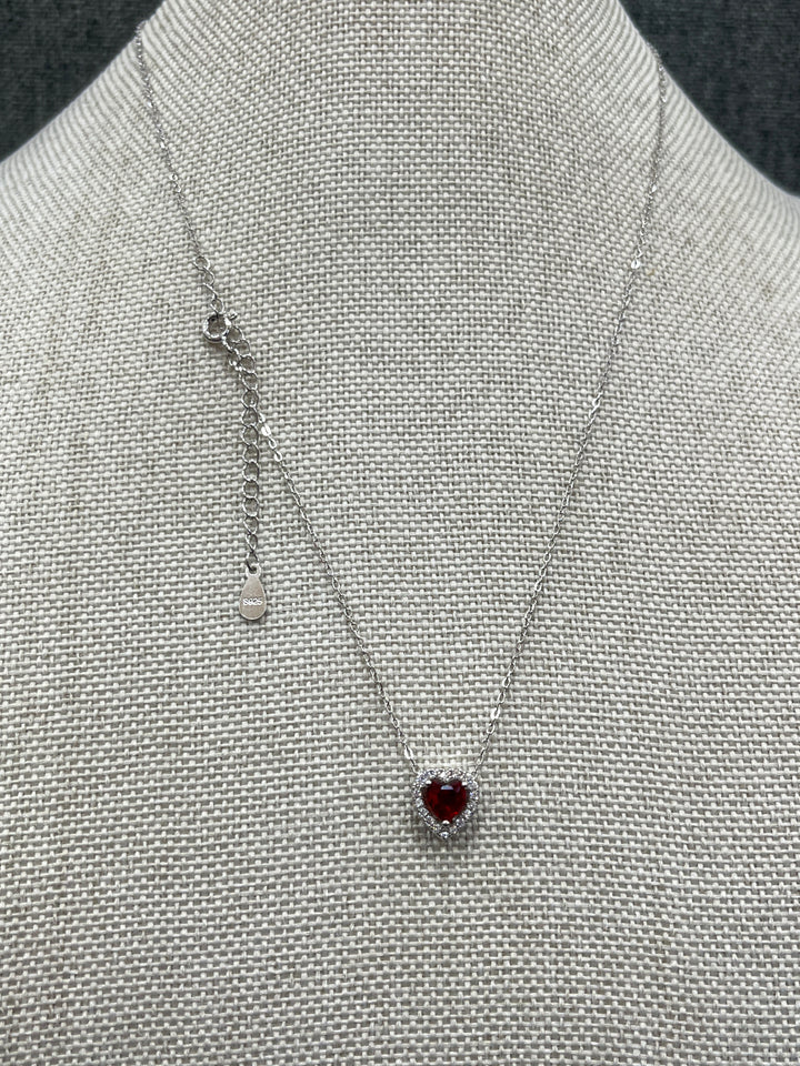 Sterling Silver Red Love Heart Necklace – A Symbol of Passionate Affection